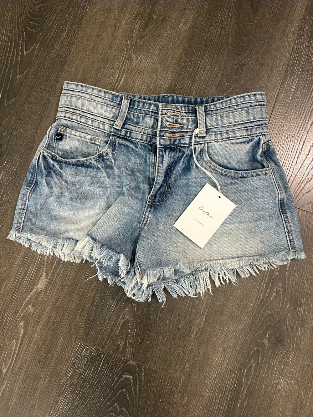 Kancan Light Blue Distressed Denim Shorts